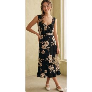 Axcess Y2K Brown Floral Babydoll Milkmaid Cottagecore Coquette Dress Size Medium